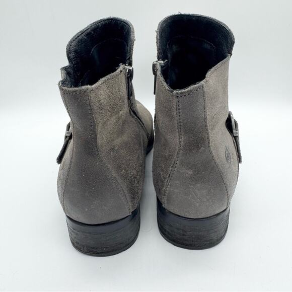 Born Maris Buckle Distressed Ankle Boots Grey Leather Size 9 Office Minimalist - Picture 7 of 11
